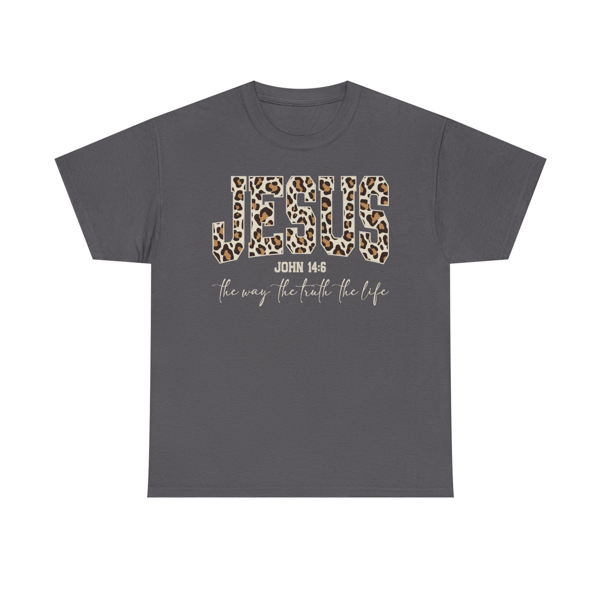 Jesus Leopard Print T-Shirt — John 4:6 Faith Tee