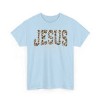 Jesus Leopard Print T-Shirt — John 4:6 Faith Tee