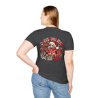"Overstimulated But Still Festive" Holiday T-Shirt (Back)