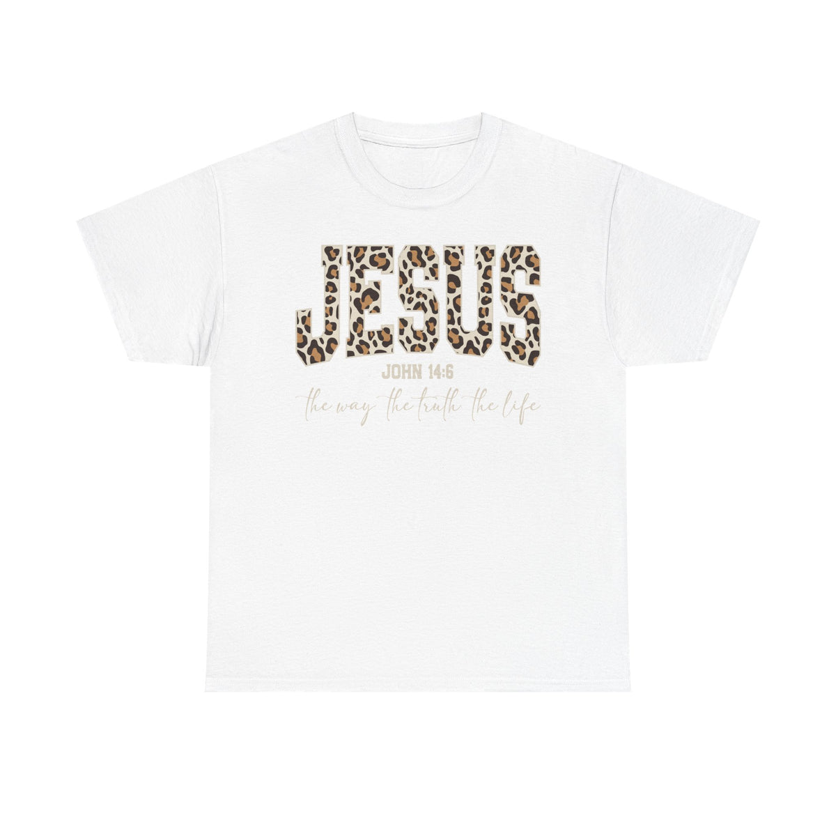 Jesus Leopard Print T-Shirt — John 4:6 Faith Tee
