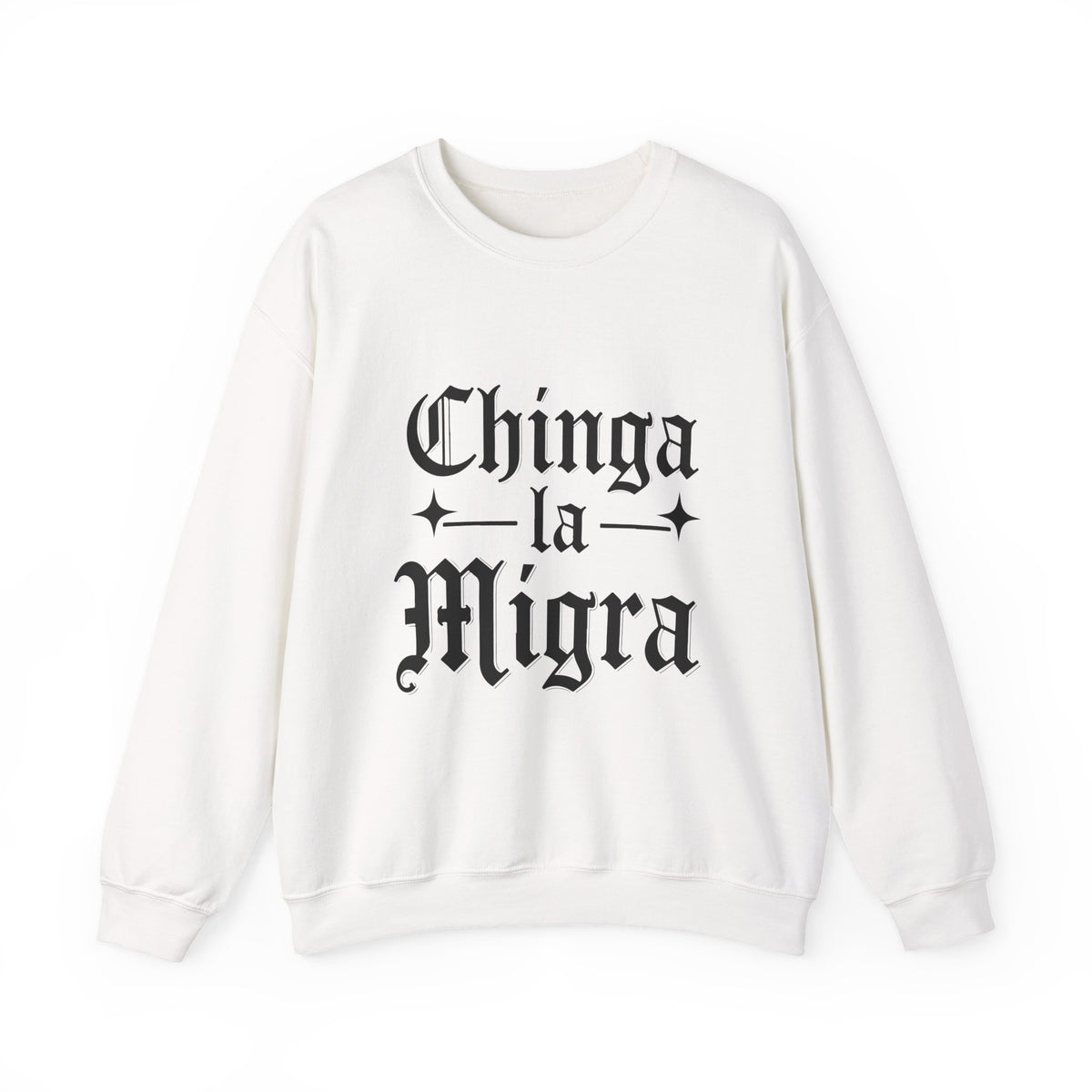 Crewneck Sweatshirt — "Chinga la Migra" Graphic (Back: F**k ICE Hand Illustration)