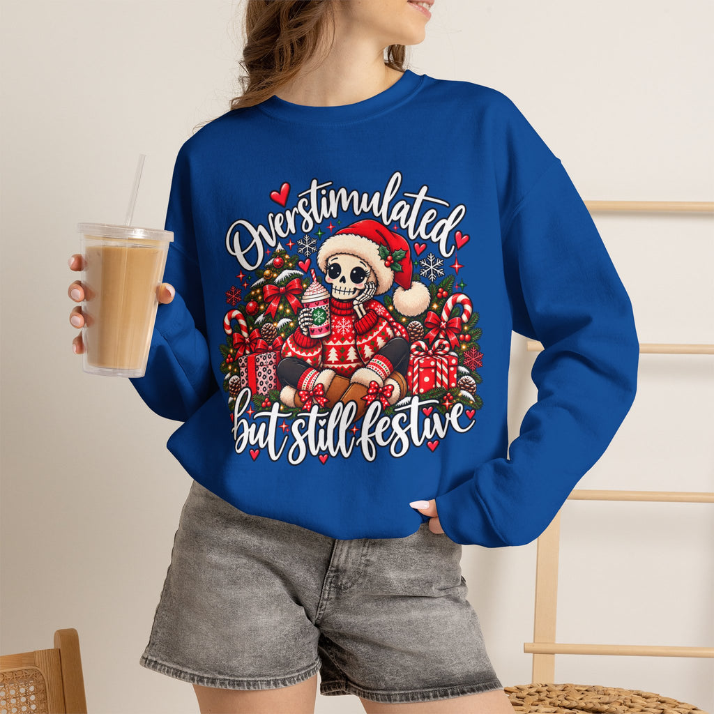 Overstimulated but still festive- Christmas Sweatshirt