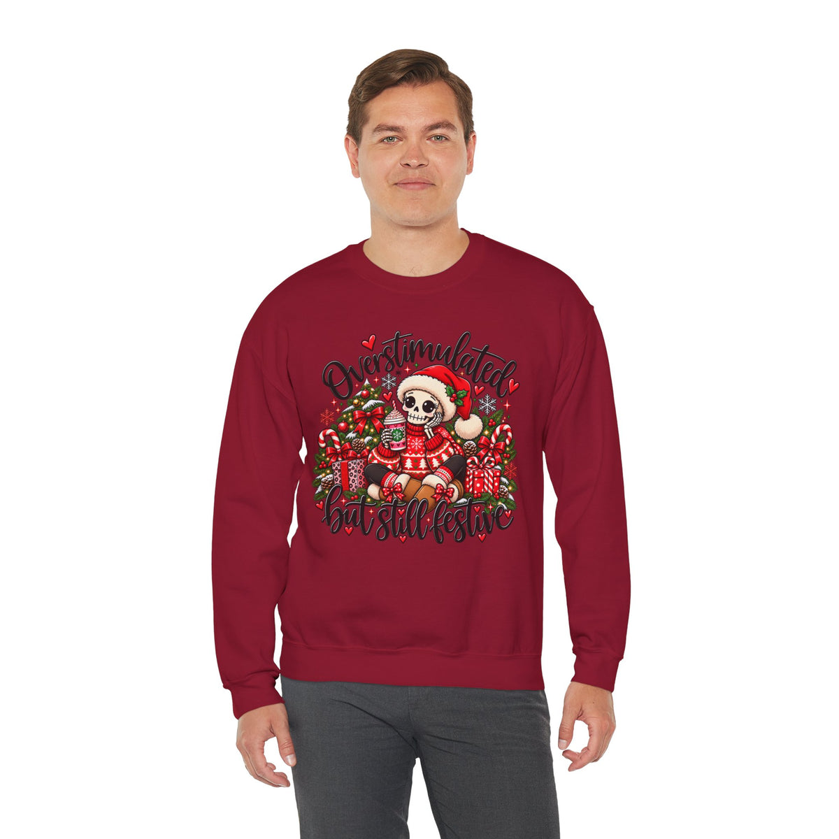 Overstimulated but still festive- Christmas Sweatshirt