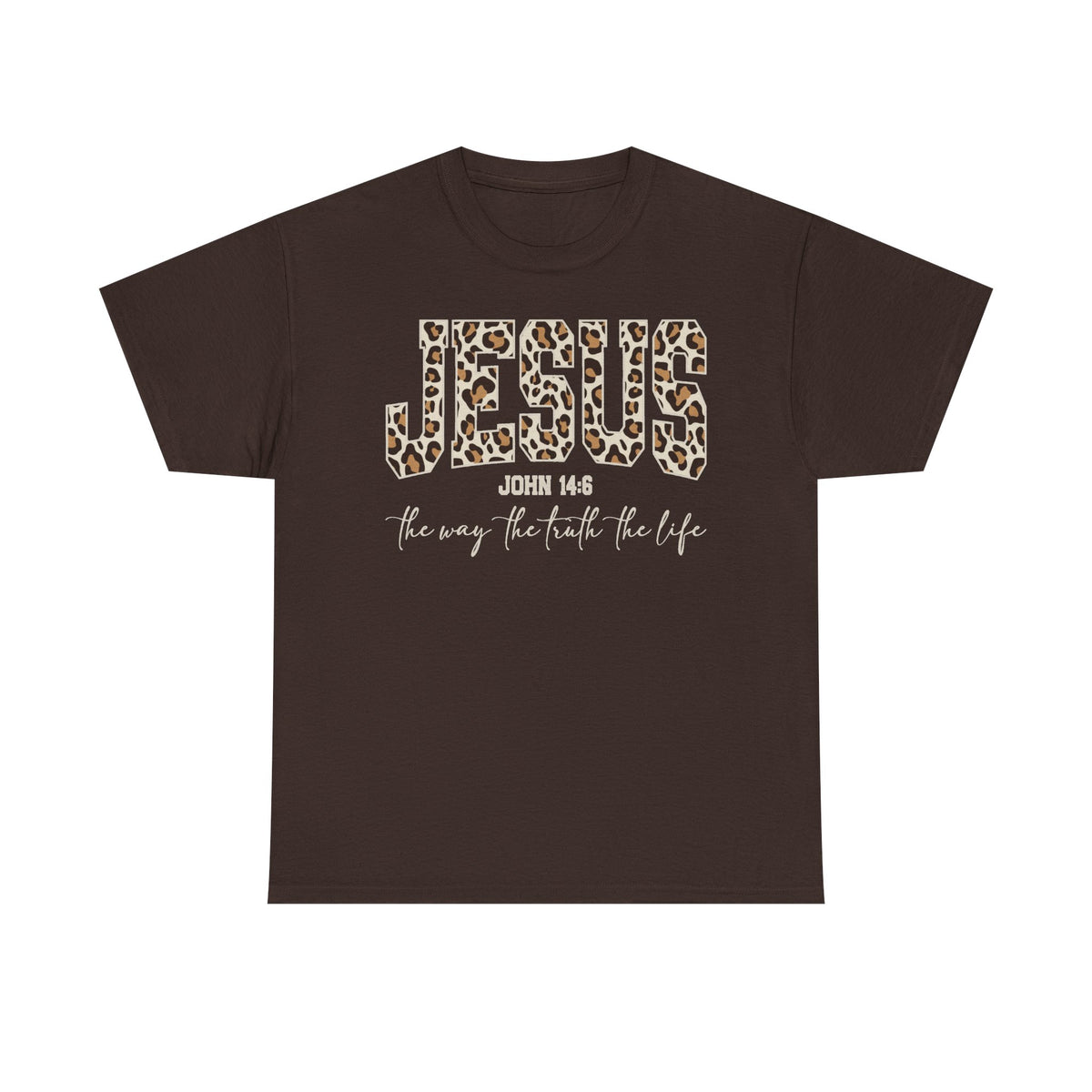 Jesus Leopard Print T-Shirt — John 4:6 Faith Tee