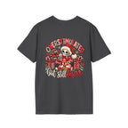"Overstimulated But Still Festive" Holiday T-Shirt (Back)