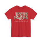 Jesus Leopard Print T-Shirt — John 4:6 Faith Tee