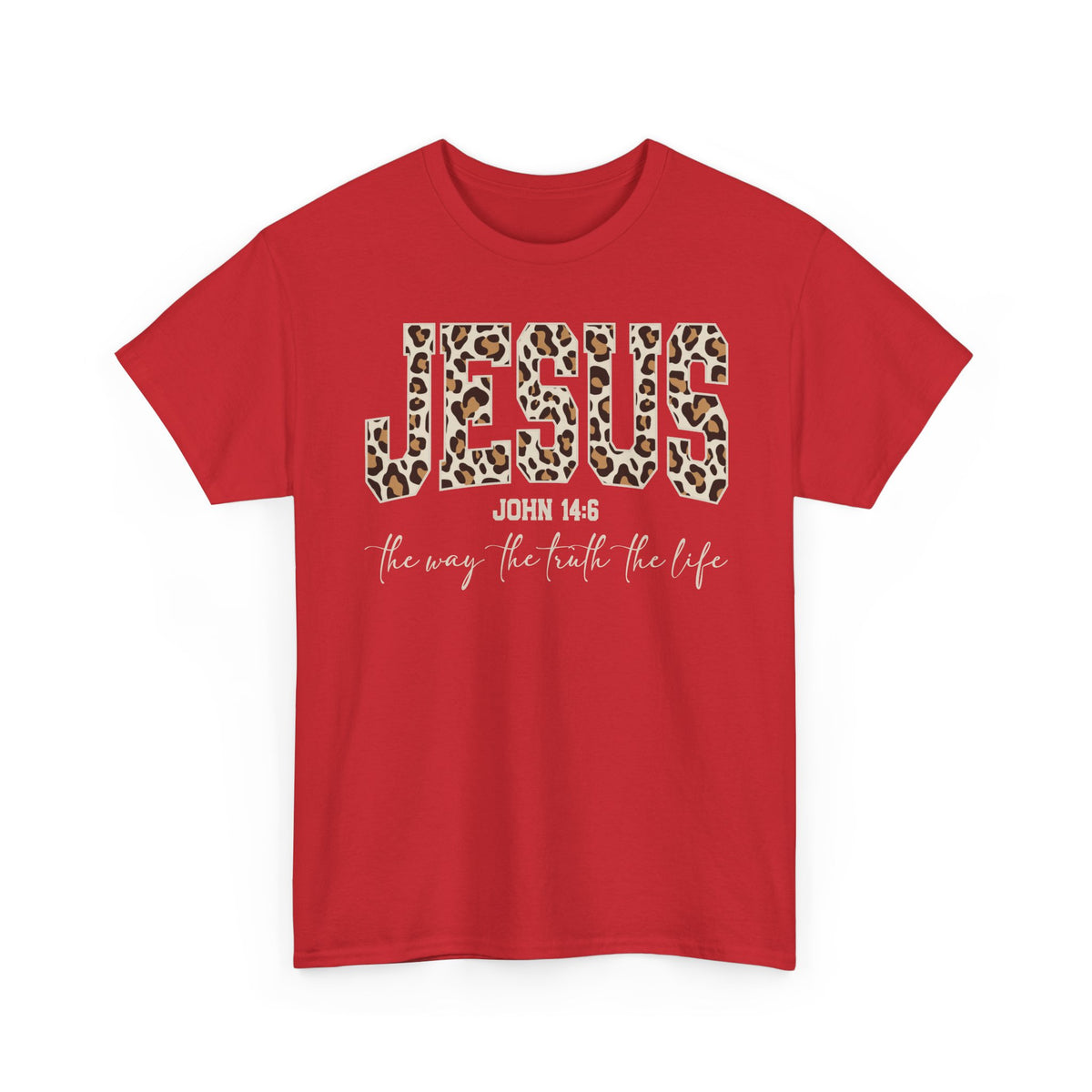 Jesus Leopard Print T-Shirt — John 4:6 Faith Tee