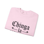 Crewneck Sweatshirt — "Chinga la Migra" Graphic (Back: F**k ICE Hand Illustration)