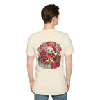 "Overstimulated But Still Festive" Holiday T-Shirt (Back)