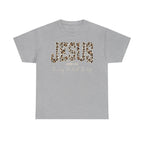 Jesus Leopard Print T-Shirt — John 4:6 Faith Tee