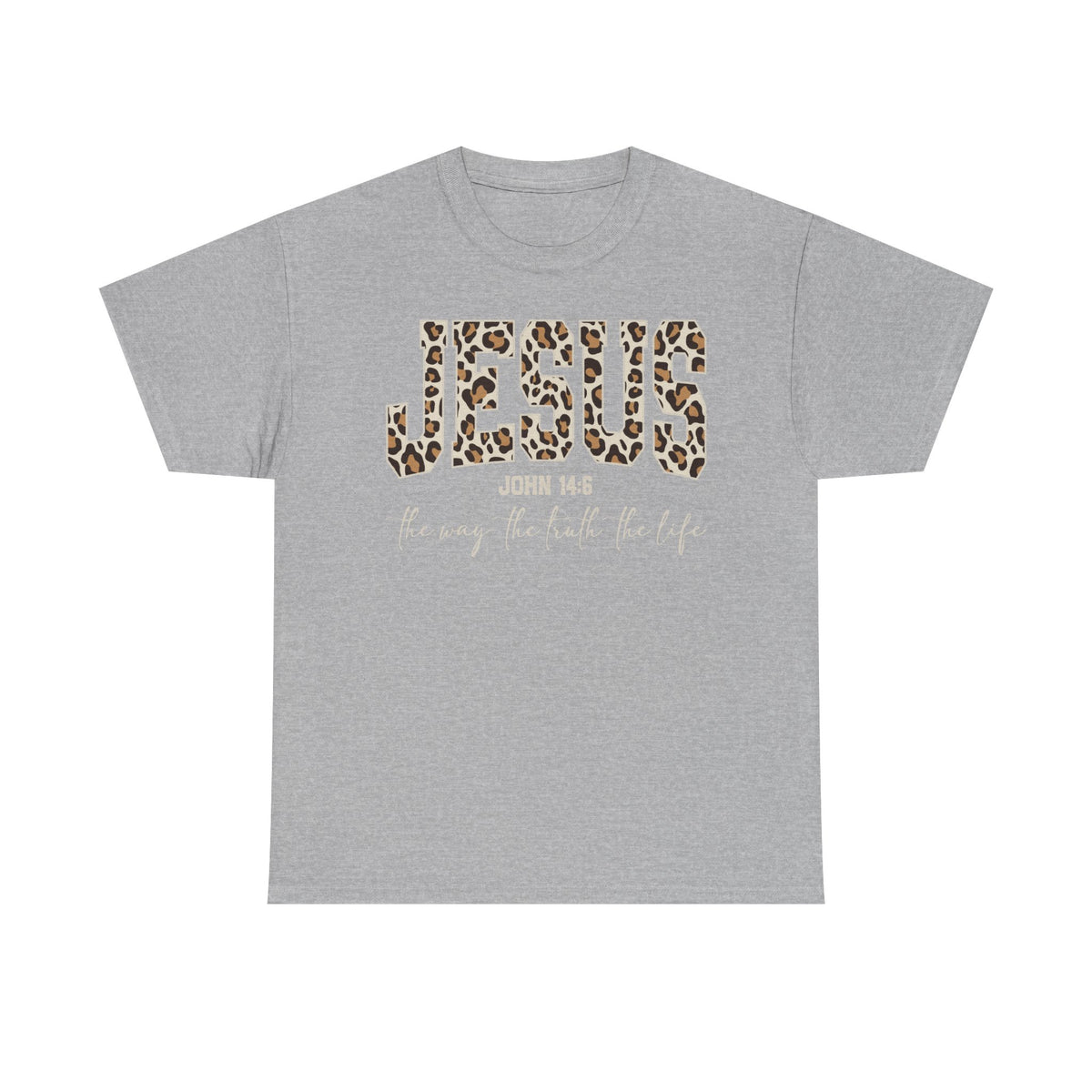 Jesus Leopard Print T-Shirt — John 4:6 Faith Tee