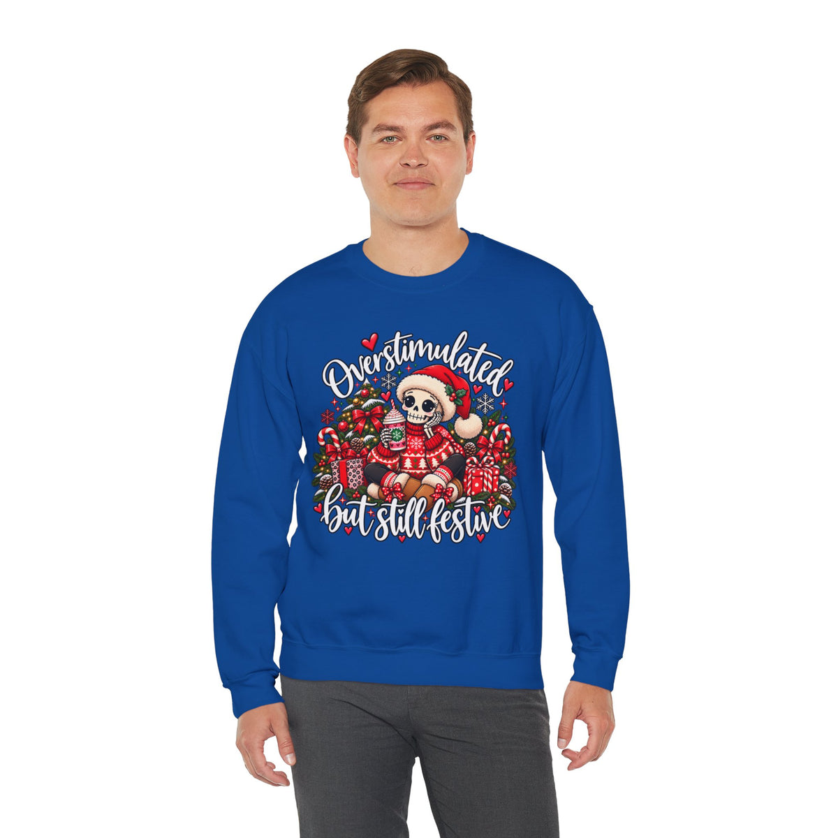 Overstimulated but still festive- Christmas Sweatshirt