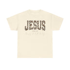 Jesus Leopard Print T-Shirt — John 4:6 Faith Tee