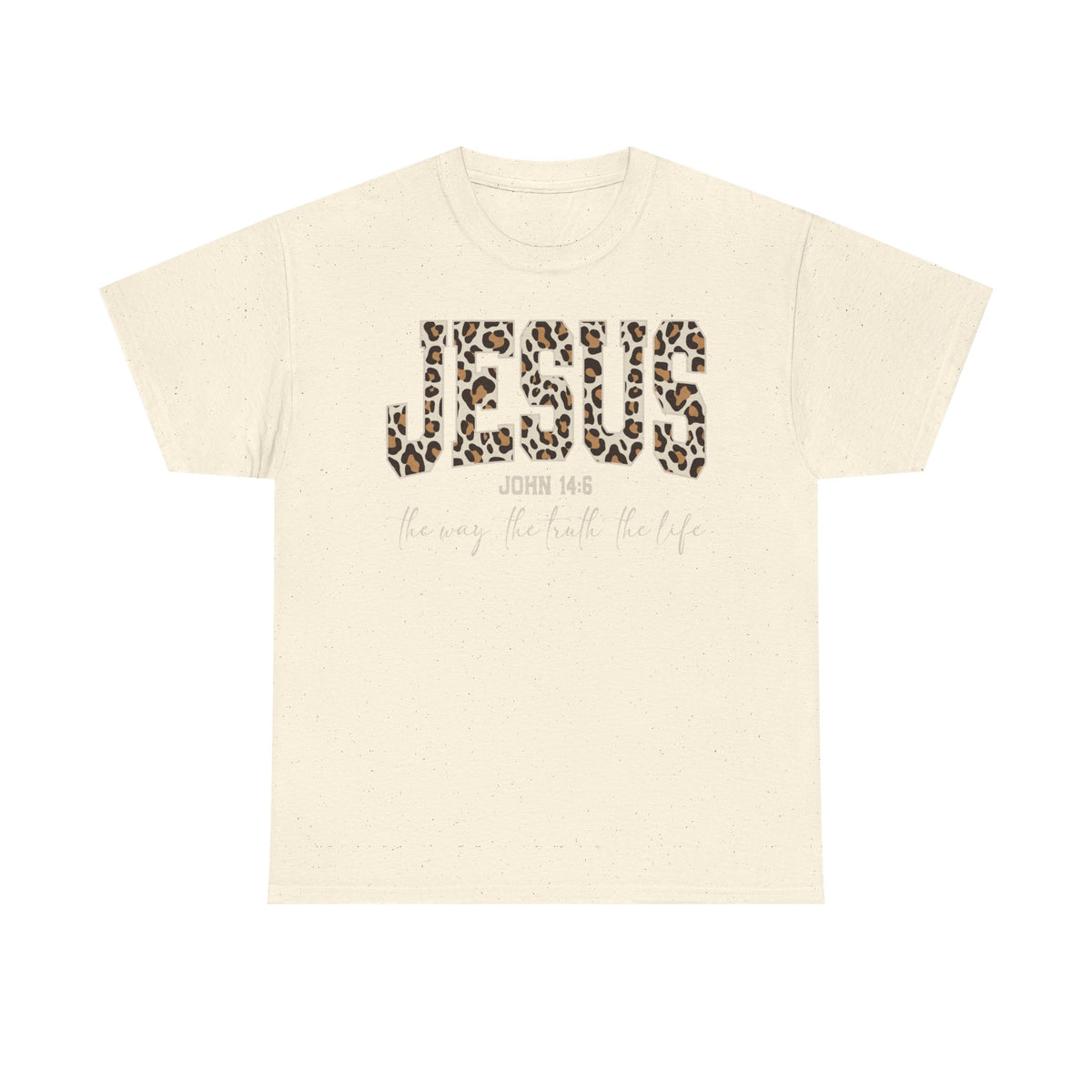 Jesus Leopard Print T-Shirt — John 4:6 Faith Tee