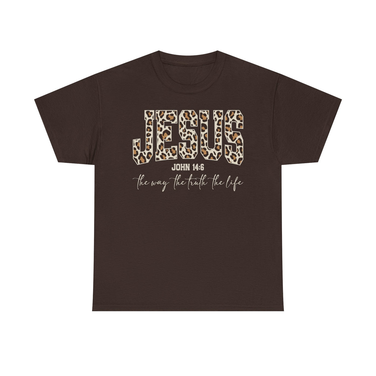 Jesus Leopard Print T-Shirt — John 4:6 Faith Tee