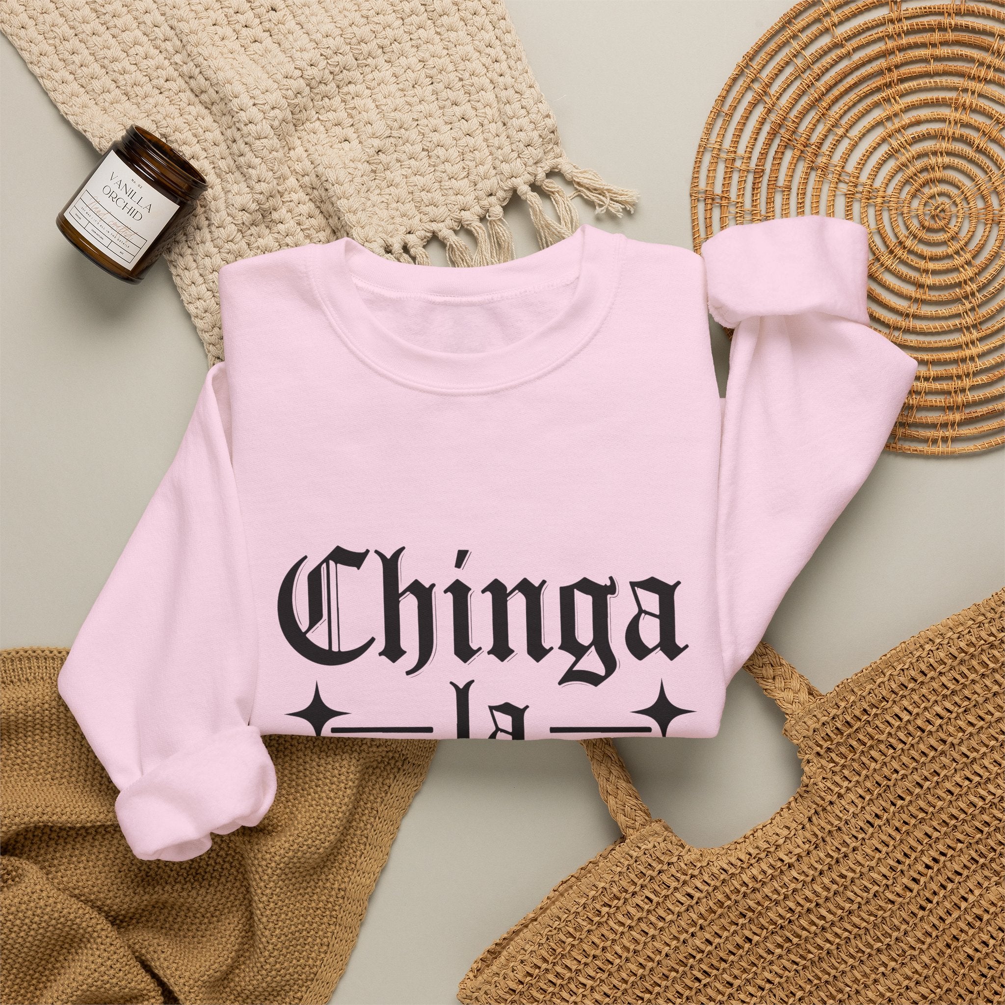 Crewneck Sweatshirt — "Chinga la Migra" Graphic (Back: F**k ICE Hand Illustration)
