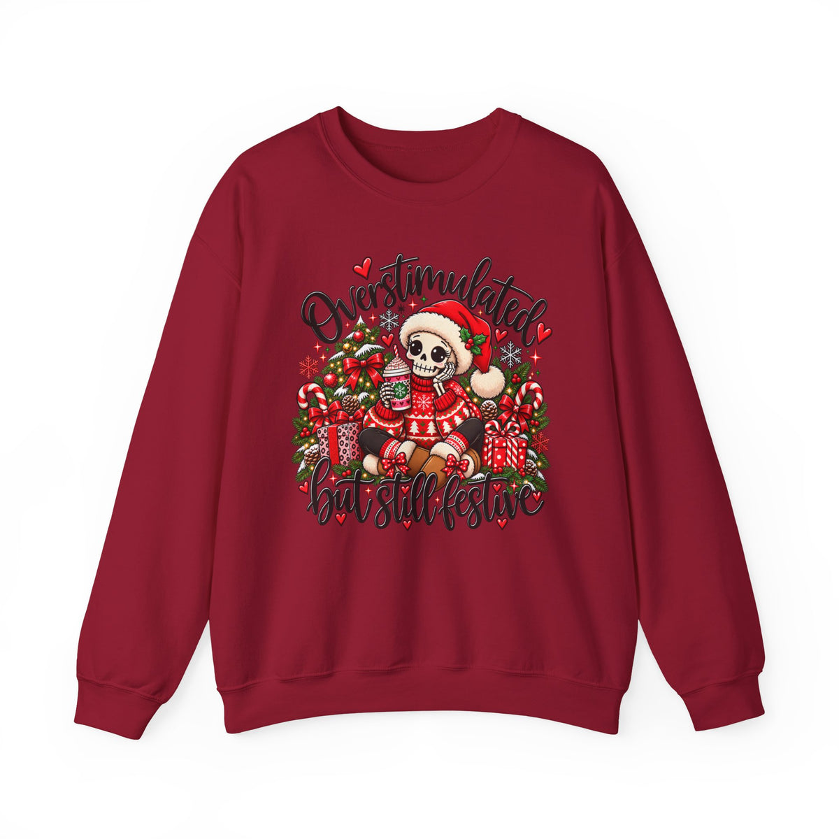 Overstimulated but still festive- Christmas Sweatshirt