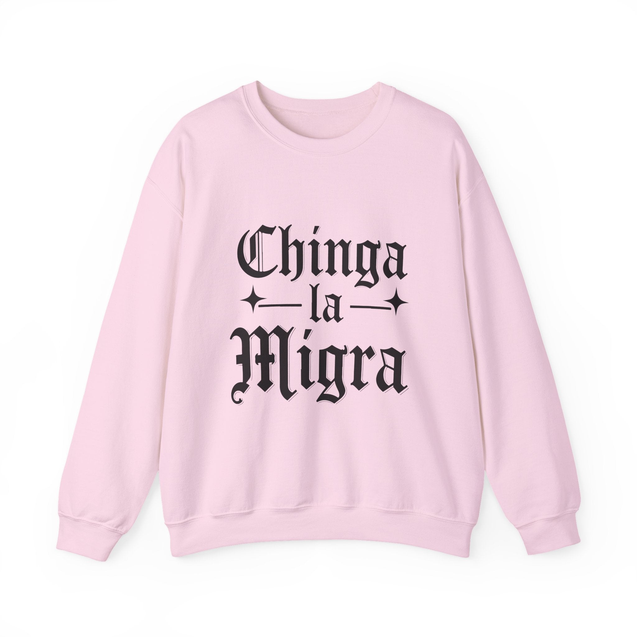 Crewneck Sweatshirt — "Chinga la Migra" Graphic (Back: F**k ICE Hand Illustration)