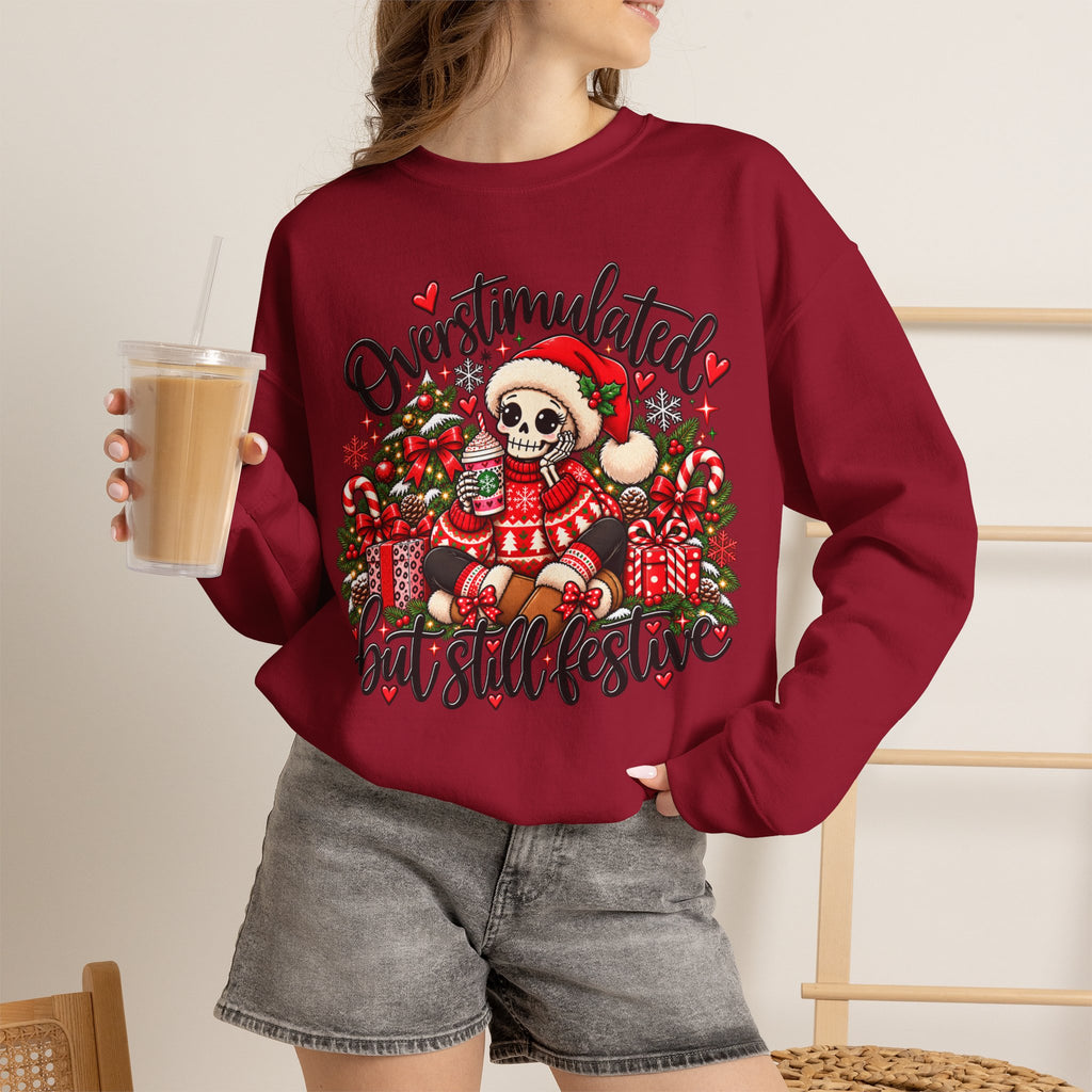 Overstimulated but still festive- Christmas Sweatshirt