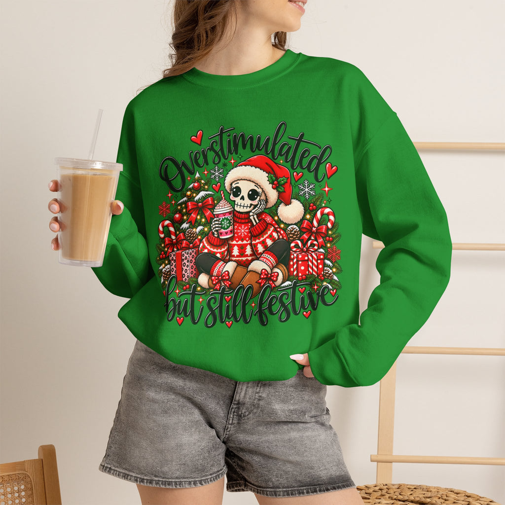 Overstimulated but still festive- Christmas Sweatshirt
