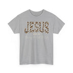 Jesus Leopard Print T-Shirt — John 4:6 Faith Tee