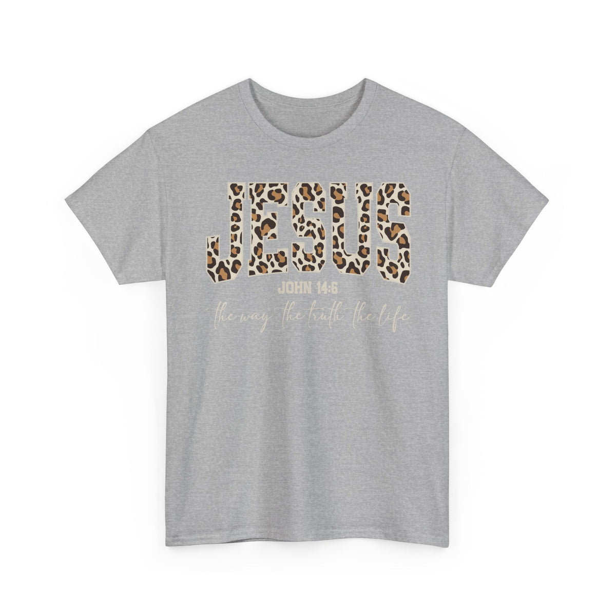 Jesus Leopard Print T-Shirt — John 4:6 Faith Tee