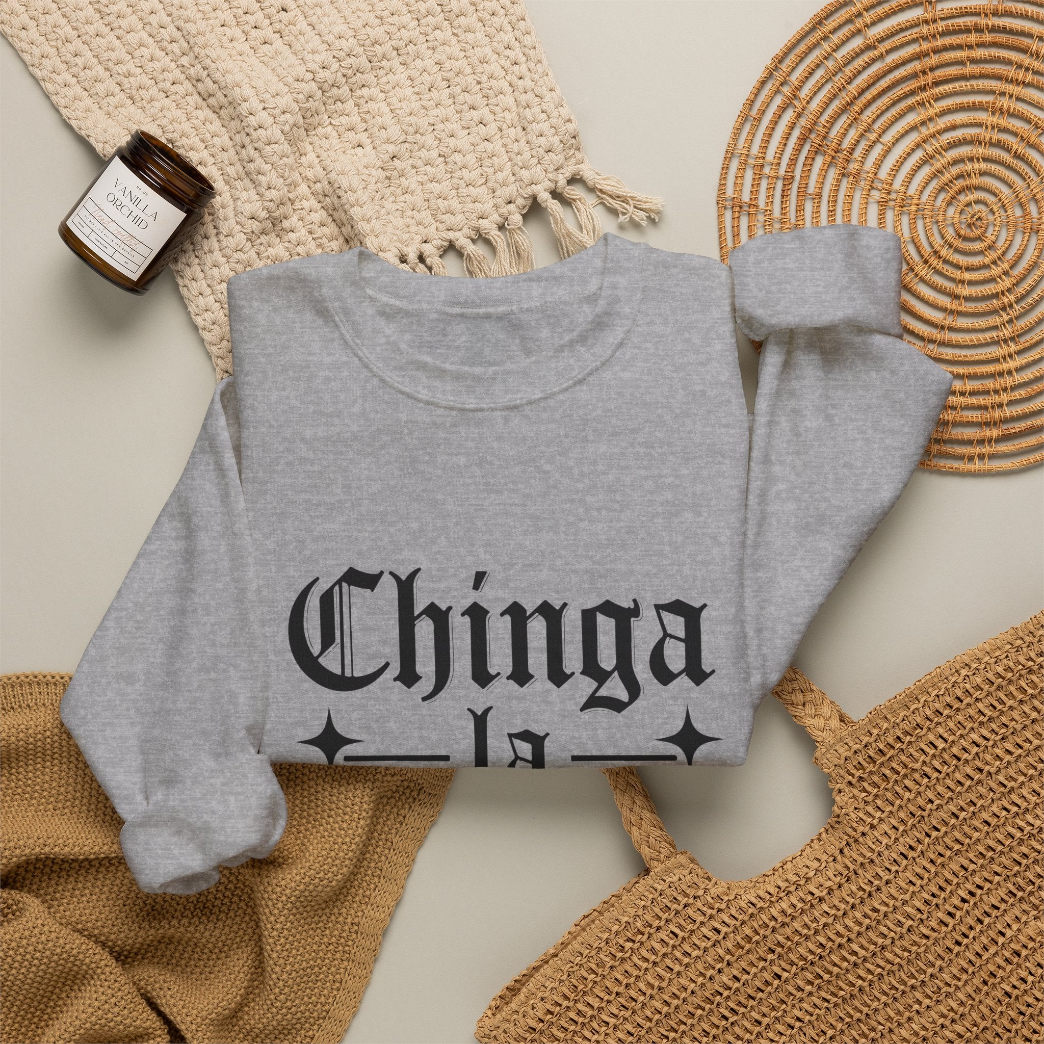 Crewneck Sweatshirt — "Chinga la Migra" Graphic (Back: F**k ICE Hand Illustration)