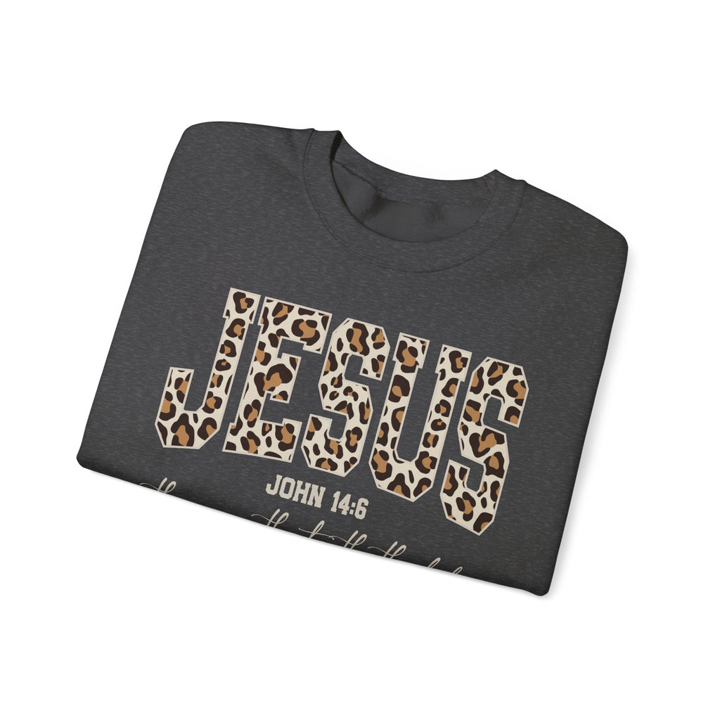 JESUS Leopard Print Crewneck