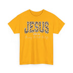 Jesus Leopard Print T-Shirt — John 4:6 Faith Tee