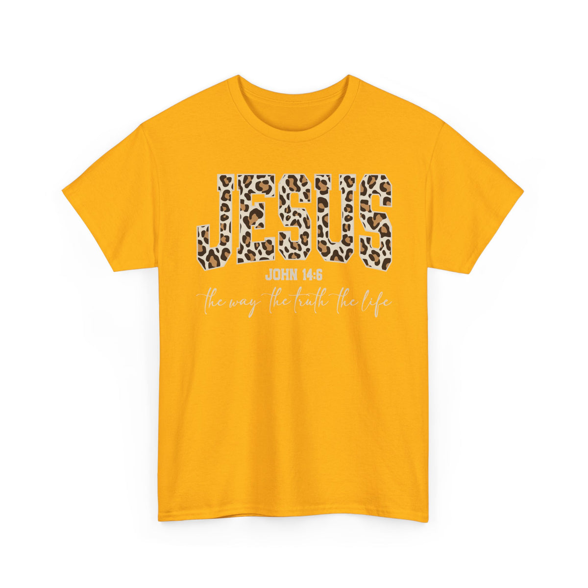 Jesus Leopard Print T-Shirt — John 4:6 Faith Tee