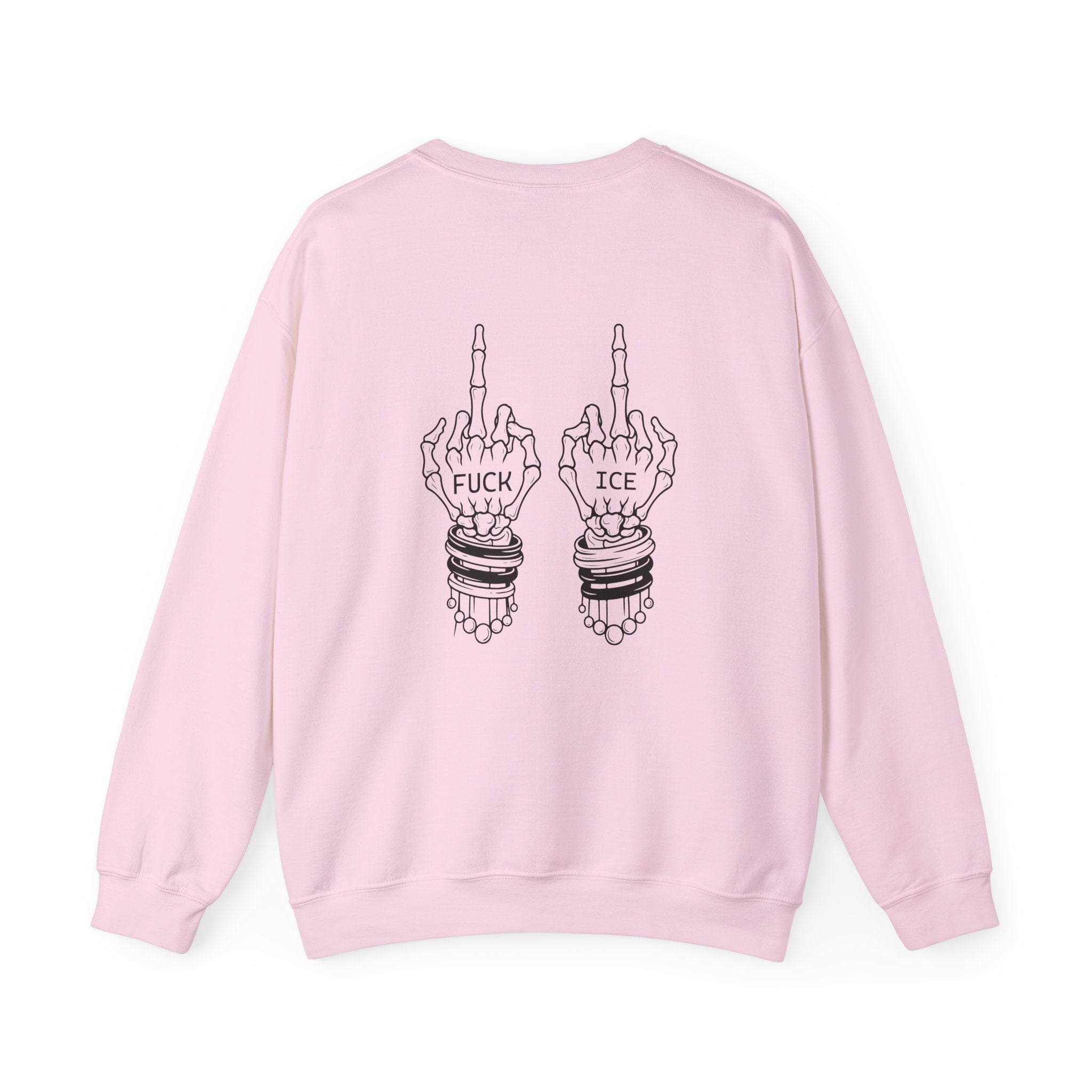 Crewneck Sweatshirt — "Chinga la Migra" Graphic (Back: F**k ICE Hand Illustration)