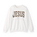 JESUS Leopard Print Crewneck