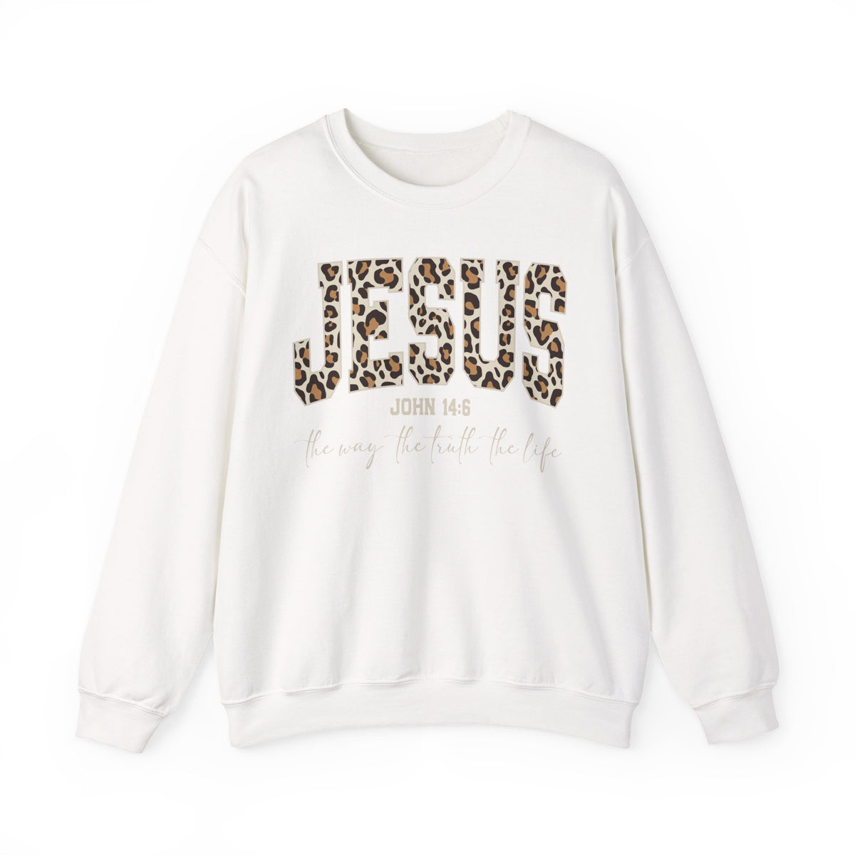 JESUS Leopard Print Crewneck