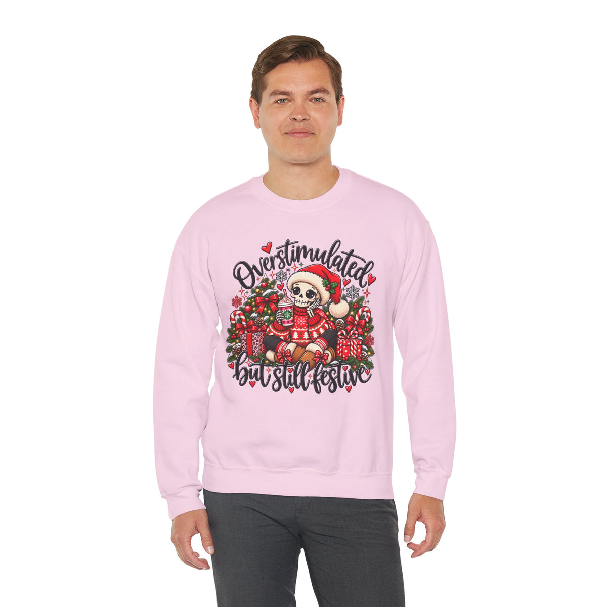 Overstimulated but still festive- Christmas Sweatshirt