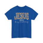 Jesus Leopard Print T-Shirt — John 4:6 Faith Tee