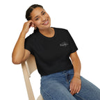"Overstimulated But Still Festive" Holiday T-Shirt (Back)