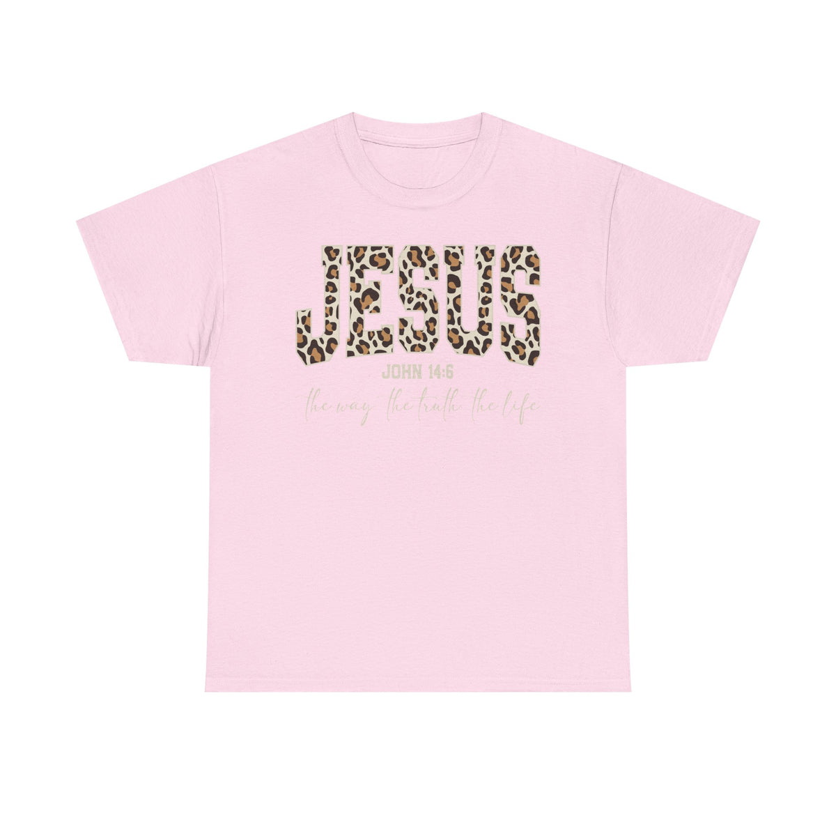 Jesus Leopard Print T-Shirt — John 4:6 Faith Tee