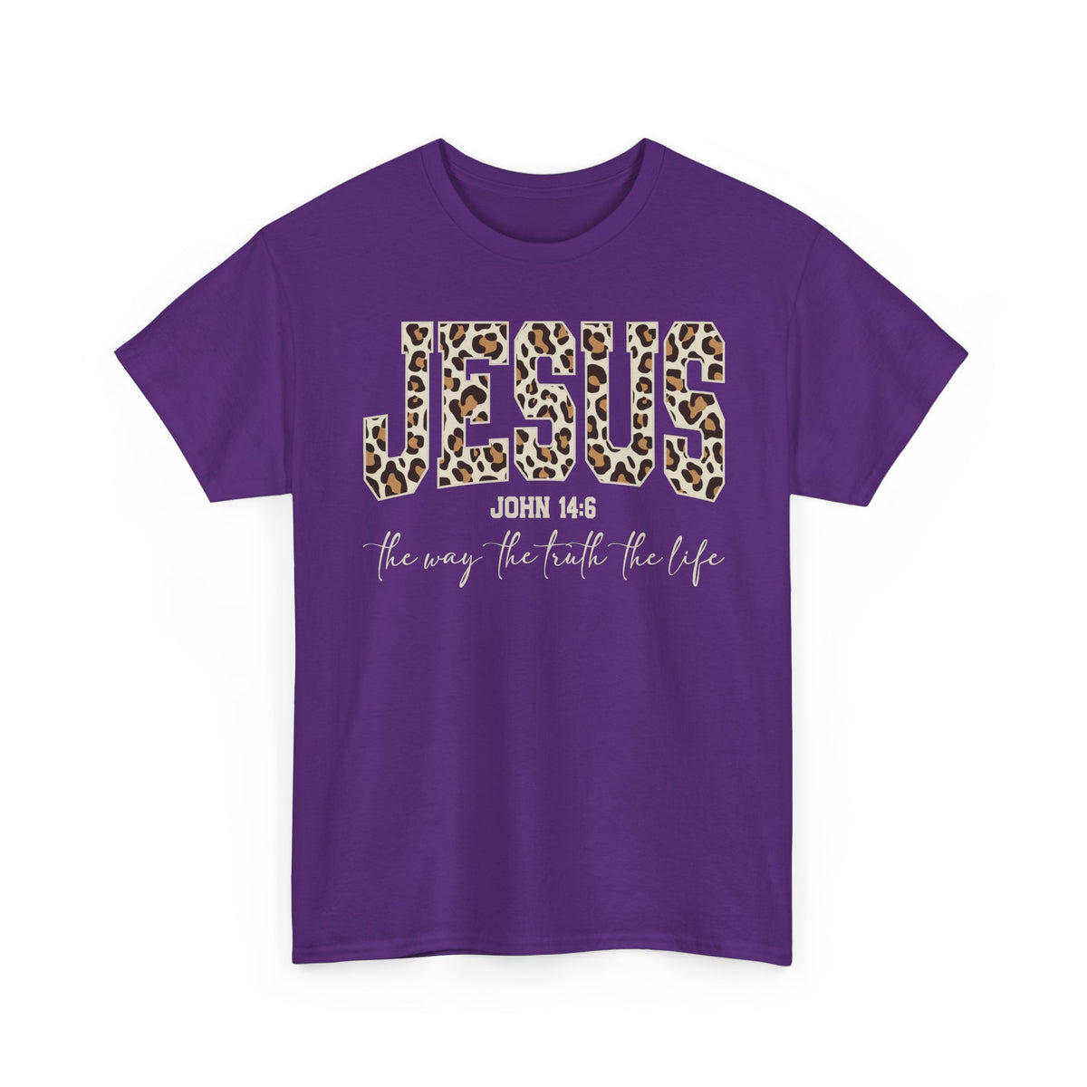 Jesus Leopard Print T-Shirt — John 4:6 Faith Tee