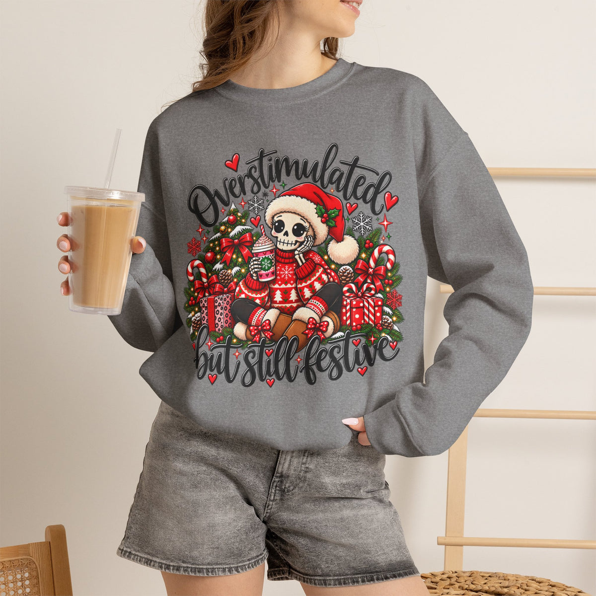 Overstimulated but still festive- Christmas Sweatshirt