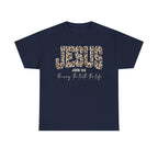 Jesus Leopard Print T-Shirt — John 4:6 Faith Tee