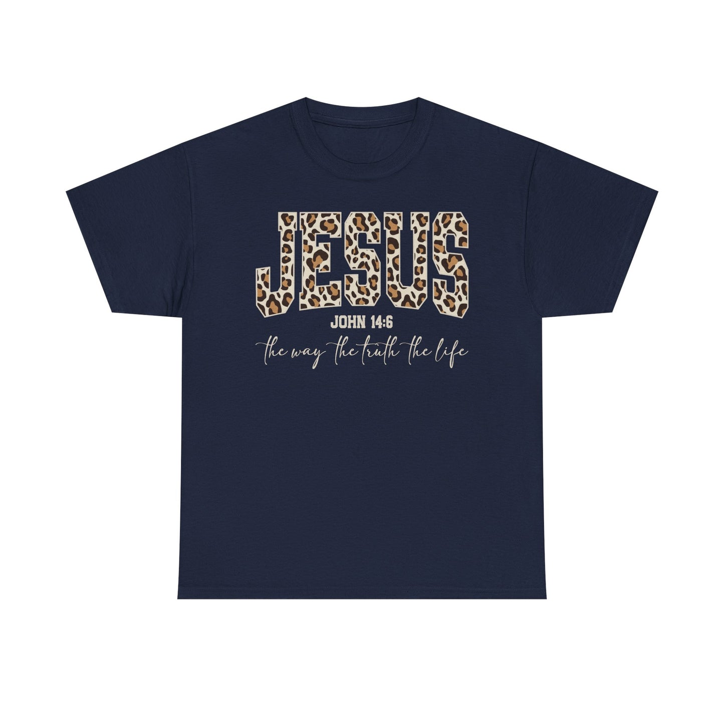 Jesus Leopard Print T-Shirt — John 4:6 Faith Tee