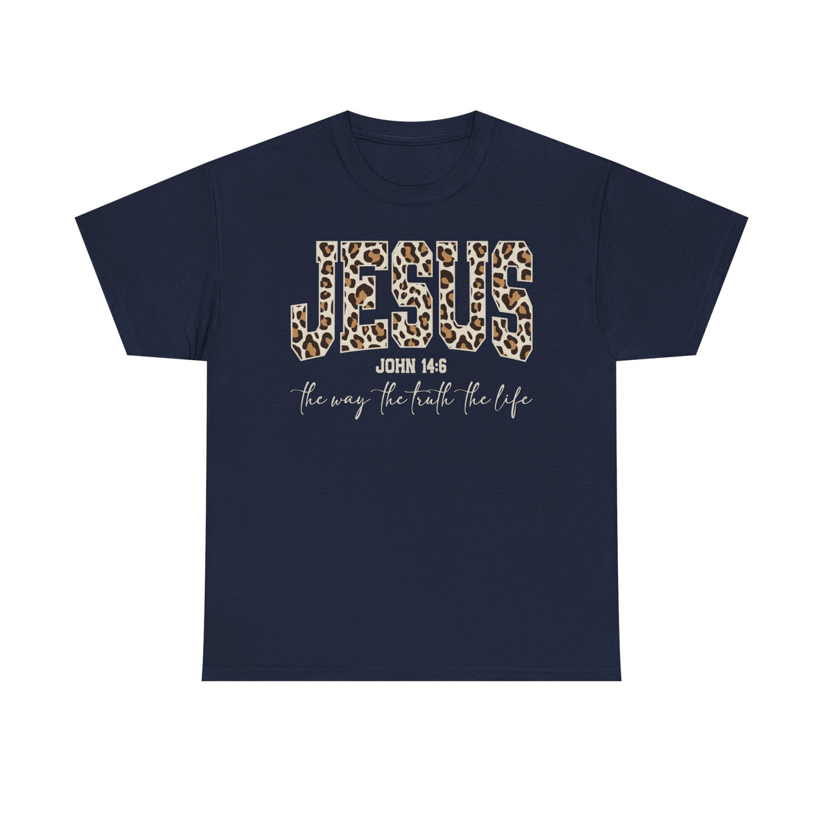 Jesus Leopard Print T-Shirt — John 4:6 Faith Tee