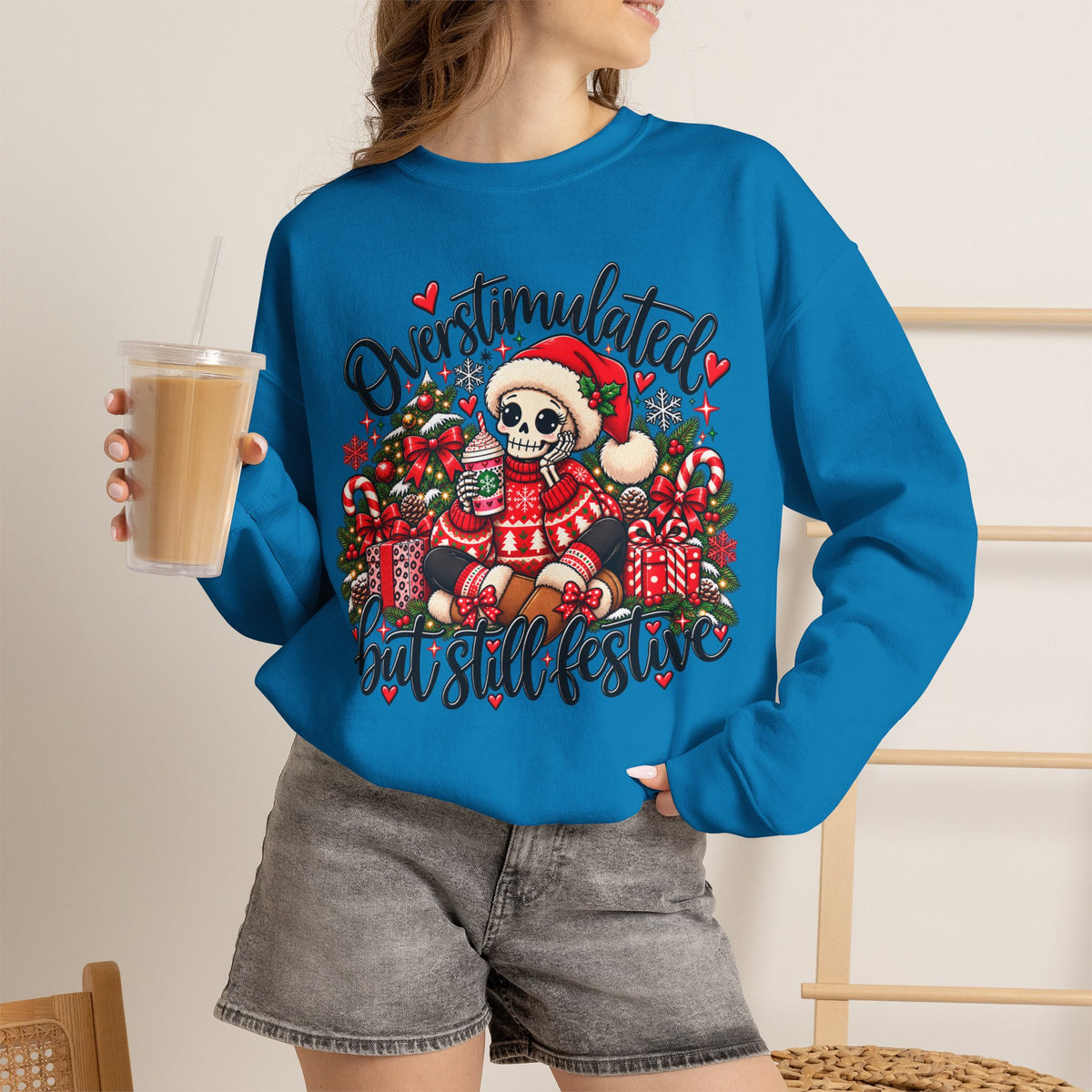 Overstimulated but still festive- Christmas Sweatshirt
