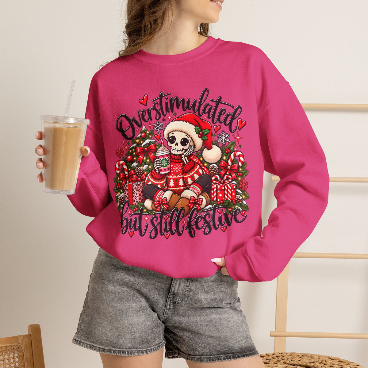 Overstimulated but still festive- Christmas Sweatshirt