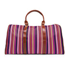 Striped Waterproof Travel Bag — Purple & Pink Weekender Duffle