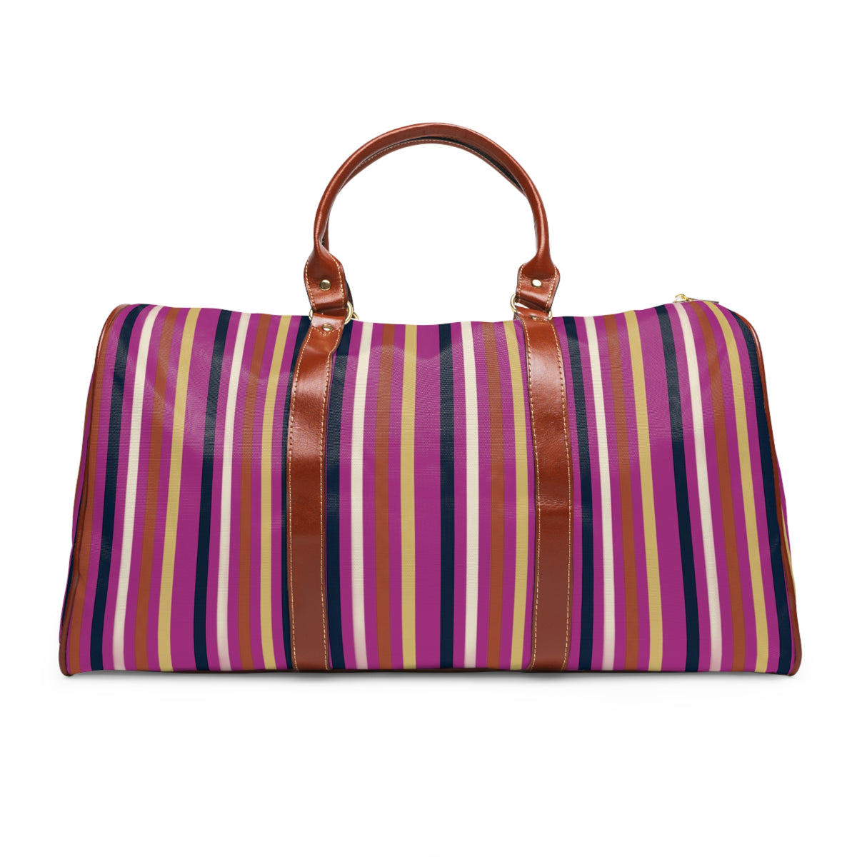 Striped Waterproof Travel Bag — Purple & Pink Weekender Duffle