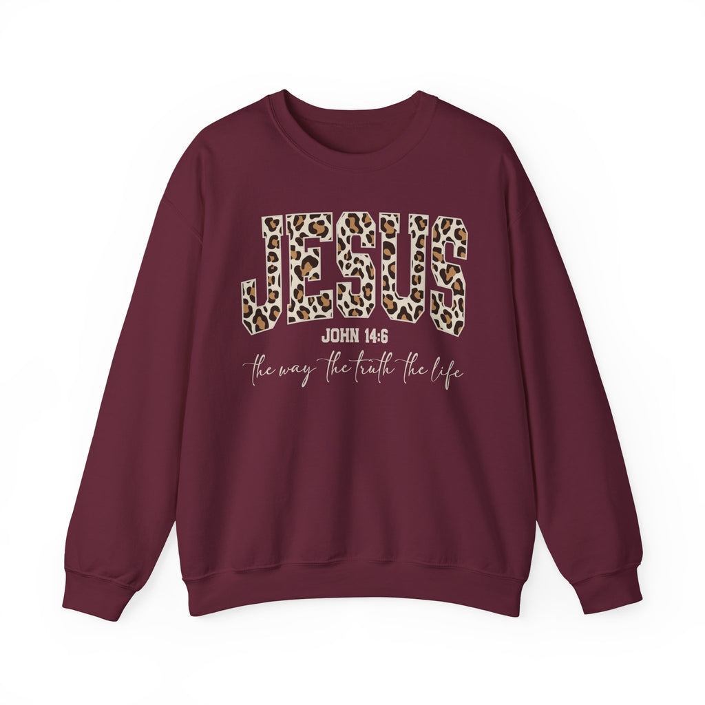 JESUS Leopard Print Crewneck