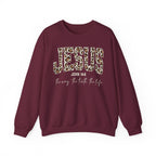 JESUS Leopard Print Crewneck