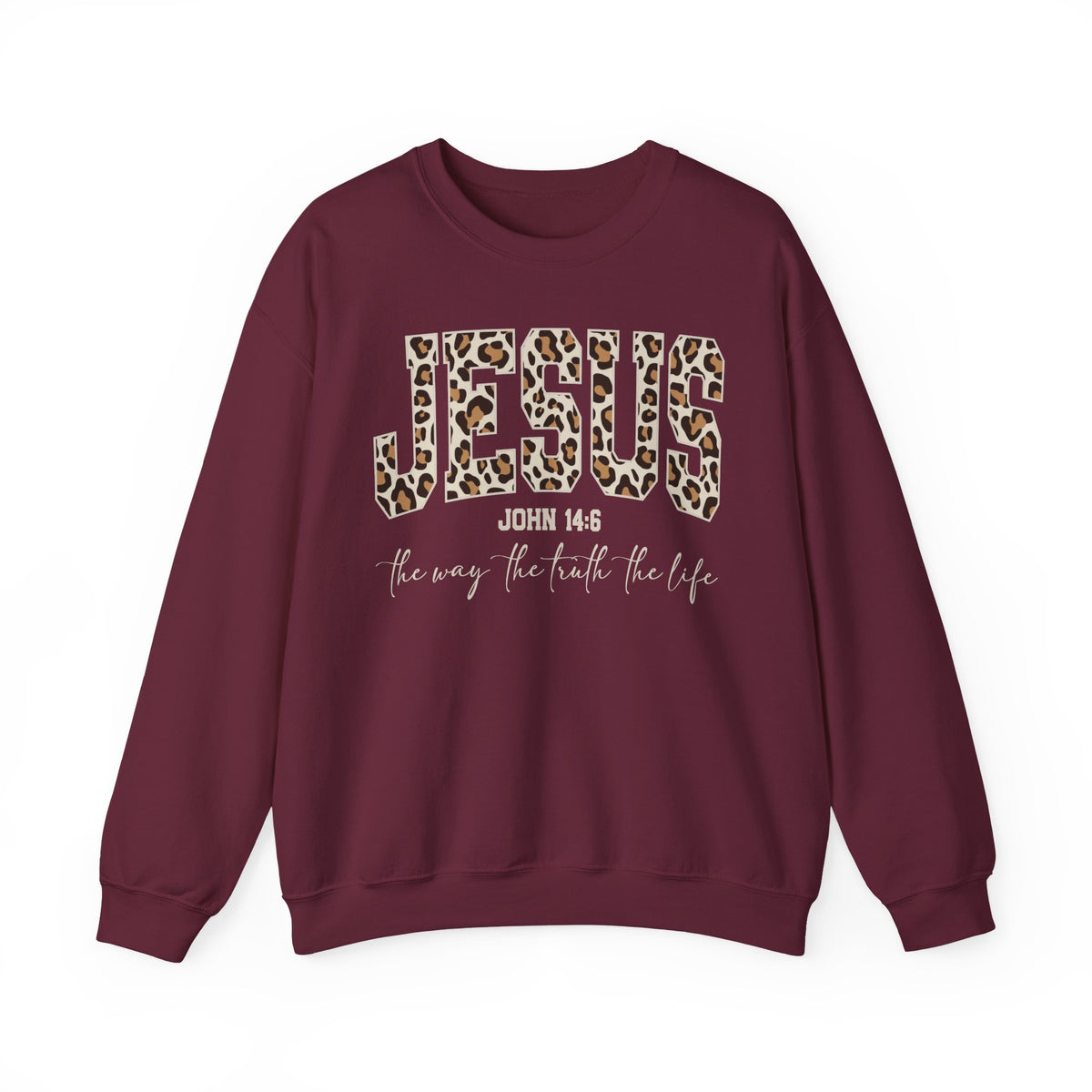 JESUS Leopard Print Crewneck