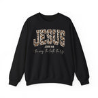 JESUS Leopard Print Crewneck